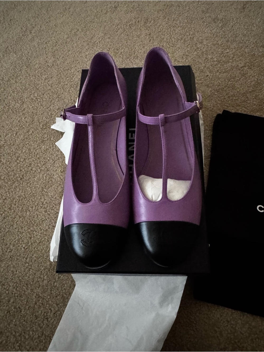 Chanel NIB 23C Violet Mary Jane Ballet Flats